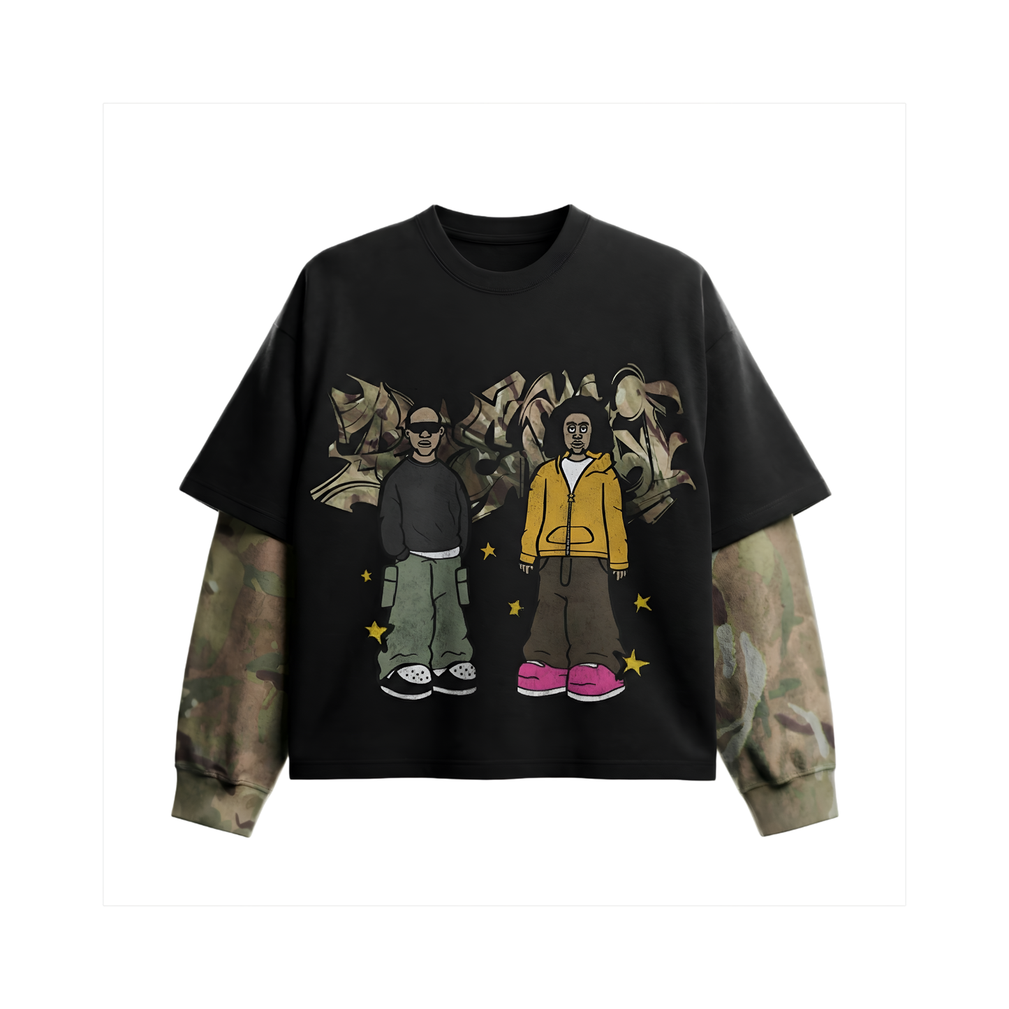 Aurx Goth Print Fake Two Piece T-Shirt